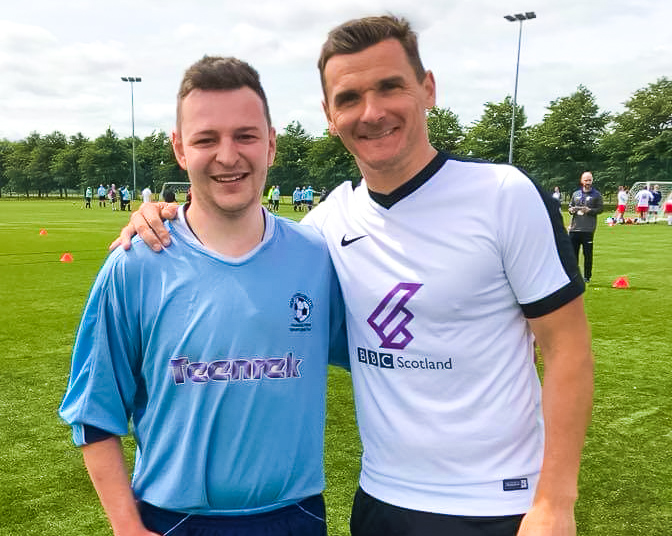 Jamie Westwood with Lee McCulloch at football pitch.
