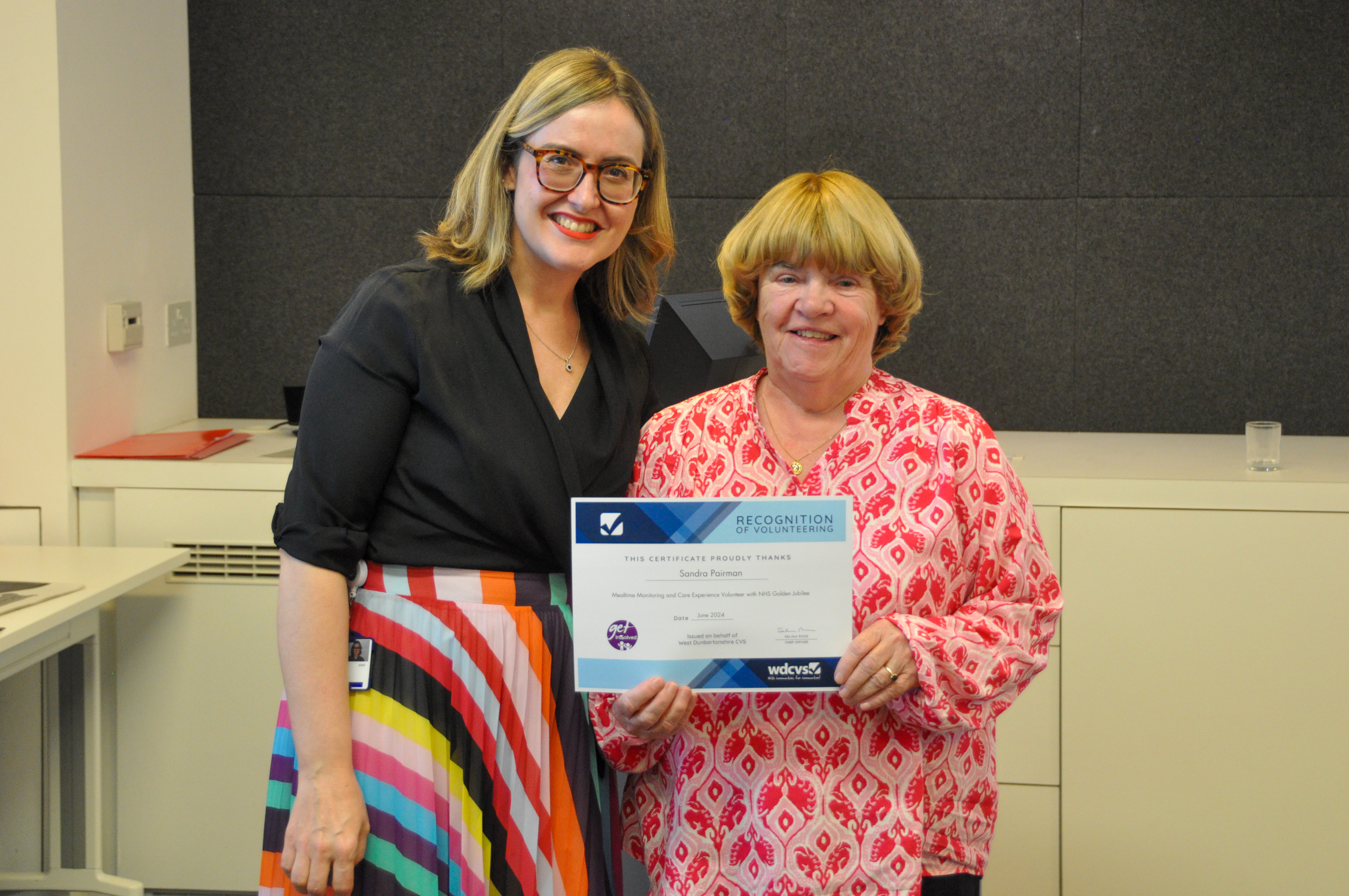 NHS Golden Jubilee Volunteer Sandra Pairman pictured right.jpg