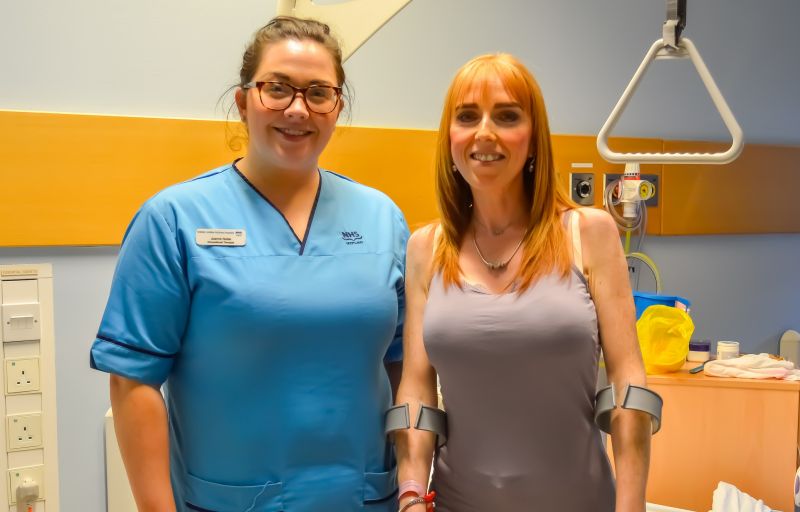 Occupational Therapist Joanne Noble with patient Clare Hilson, who received same day occupational therapy